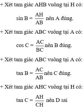 20 Bài tập trắc nghiệm Chương 1 Hình học 9 có đáp án