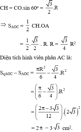 Trắc nghiệm Diện tích hình tròn, hình quạt tròn có đáp án