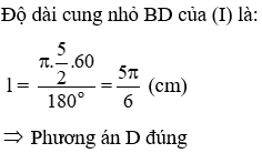 Trắc nghiệm Độ dài đường tròn, cung tròn có đáp án