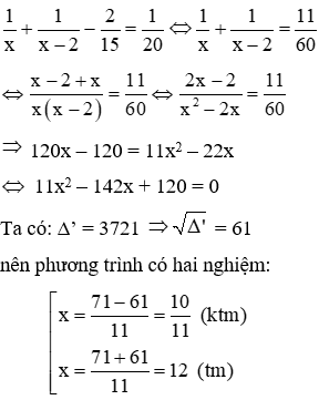 Trắc nghiệm Giải bài toán bằng cách lập phương trình có đáp án (phần 2)