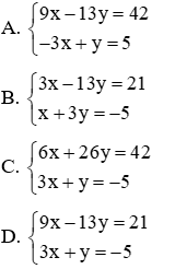 Trắc nghiệm Giải hệ phương trình bằng phương pháp cộng đại số có đáp án