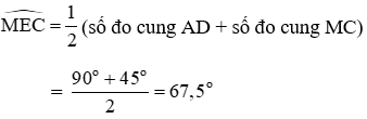 Trắc nghiệm Góc có đỉnh ở bên trong đường tròn. Góc có ngoài ở bên trong đường tròn có đáp án