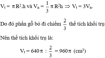 Trắc nghiệm Hình nón - Hình nón cụt - Diện tích xung quanh và thể tích của hình nón, hình nón cụt có đáp án