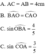 Trắc nghiệm Tính chất của hai tiếp tuyến cắt nhau có đáp án