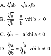 Trắc nghiệm Căn bậc ba có đáp án