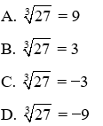 Trắc nghiệm Căn bậc ba có đáp án