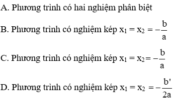 Trắc nghiệm Công thức nghiệm thu gọn có đáp án