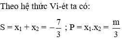 Trắc nghiệm Hệ thức Vi-ét và ứng dụng có đáp án (phần 2)