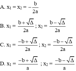 Trắc nghiệm Phương trình bậc hai một ẩn có đáp án