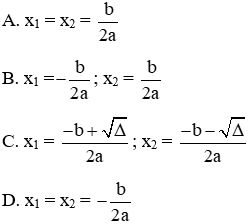 Trắc nghiệm Phương trình bậc hai một ẩn có đáp án