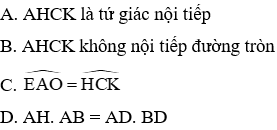 Trắc nghiệm Tứ giác nội tiếp có đáp án