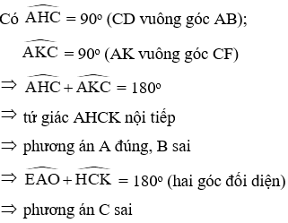 Trắc nghiệm Tứ giác nội tiếp có đáp án