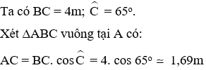 Trắc nghiệm Ứng dụng thực tế các tỉ số lượng giác của góc nhọn có đáp án