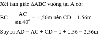 Trắc nghiệm Ứng dụng thực tế các tỉ số lượng giác của góc nhọn có đáp án