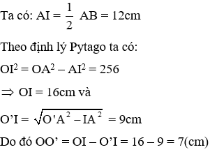 Trắc nghiệm Vị trí tương đối của hai đường tròn có đáp án