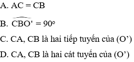 Trắc nghiệm Vị trí tương đối của hai đường tròn có đáp án