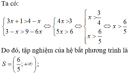 32 câu trắc nghiệm Bất phương trình và hệ bất phương trình một ẩn có đáp án