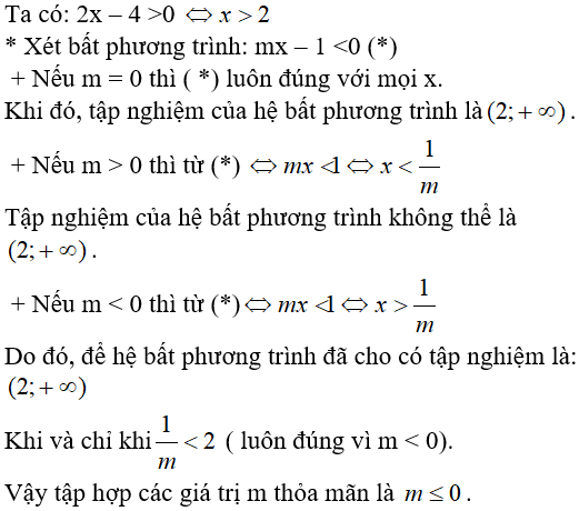 32 câu trắc nghiệm Bất phương trình và hệ bất phương trình một ẩn có đáp án