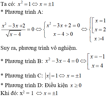 13 câu trắc nghiệm Đại cương về phương trình có đáp án