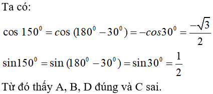 17 câu trắc nghiệm Giá trị lượng giác của góc (cung) có liên quan đặc biệt có đáp án