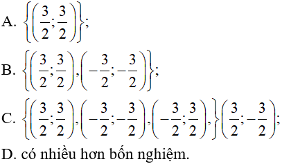 9 câu trắc nghiệm Một số ví dụ về hệ phương trình bậc hai hai ẩn có đáp án