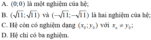 9 câu trắc nghiệm Một số ví dụ về hệ phương trình bậc hai hai ẩn có đáp án