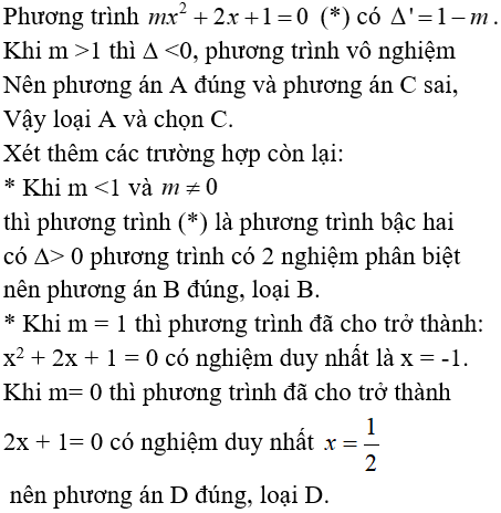 21 câu trắc nghiệm Phương trình bậc nhất và phương trình bậc hai một ẩn có đáp án