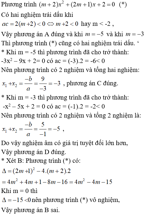 21 câu trắc nghiệm Phương trình bậc nhất và phương trình bậc hai một ẩn có đáp án