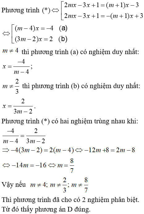 11 câu trắc nghiệm Phương trình quy về phương trình bậc nhất, bậc hai có đáp án