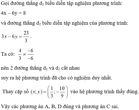 10 câu trắc nghiệm Phương trình và hệ phương trình bậc nhất nhiều ẩn có đáp án