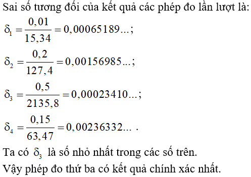 9 câu trắc nghiệm Số gần đúng. Sai số