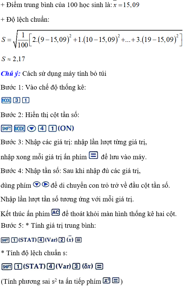 8 câu trắc nghiệm Số trung bình cộng. Số trung vị. Mốt