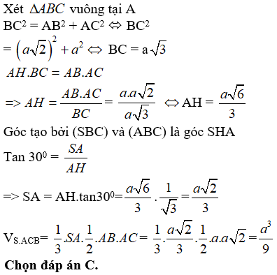 Bài tập trắc nghiệm Hình học 12 | Câu hỏi trắc nghiệm Hình học 12