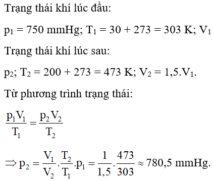  22 câu trắc nghiệm Phương trình trạng thái của khí lí tưởng cực hay có đáp án (phần 1) 