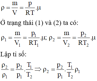  22 câu trắc nghiệm Phương trình trạng thái của khí lí tưởng cực hay có đáp án (phần 2) 