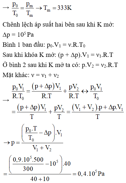  22 câu trắc nghiệm Phương trình trạng thái của khí lí tưởng cực hay có đáp án (phần 2) 