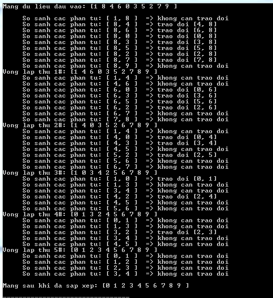 Sắp xếp nổi bọt (Bubble Sort) trong C