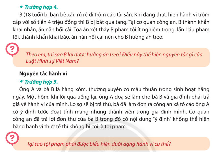 Em hãy đọc các thông tin, trường hợp sau và trả lời câu hỏi