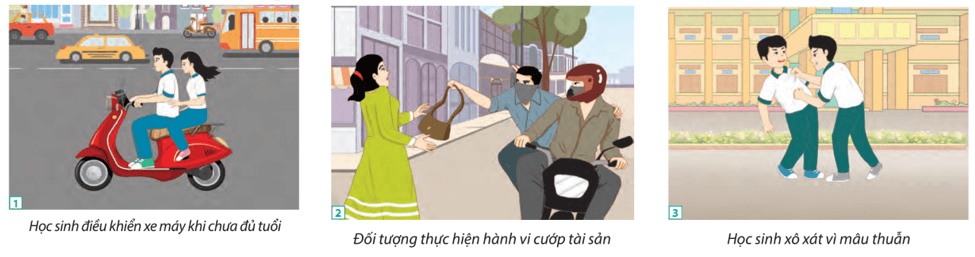 Em hãy quan sát hình ảnh và cho biết hành vi nào vi phạm pháp luật hình sự?