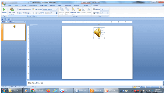 Chèn vào slide một file bài hát, thử điều chỉnh cường độ âm thanh (ảnh 3)