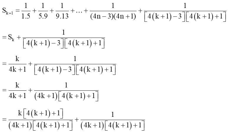 Cho Sn = 1/(1.5) + 1/(5.9) + 1/(9.13) + ... + 1/(4n-3)(4n+1), với n thuộc N sao (ảnh 1)