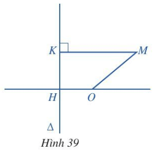 Cho đường thẳng denta và điểm O sao cho khoảng cách từ O đến denta là OH = 1 (ảnh 1)