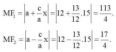 Cho hypebol có phương trình chính tắc x^2/144 - y^2/25 = 1 (ảnh 1)