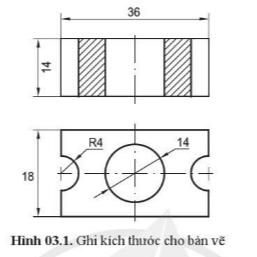 Hãy xác định các kích thước ghi không đúng tiêu chuẩn trên hình 03.1