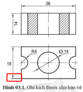 Hãy xác định các kích thước ghi không đúng tiêu chuẩn trên hình 03.1