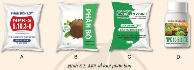 Em hãy phân loại các loại phân bón trong Hình 8.1