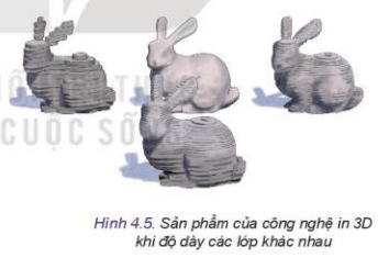 Quan sát Hình 4.5 và cho biết độ nhẵn bề mặt của sản phẩm in 3D phụ thuộc vào yếu tố nào?