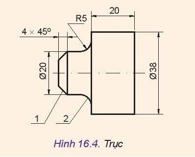 Quan sát Hình 16.4 và cho biết có thể dùng các lệnh nào để vẽ được các đối tượng 1, 2