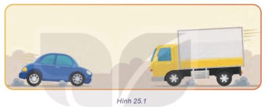 Hai xe trong hình vẽ đang cách nhau 50 mét. Theo em, hai xe có khả năng va chạm vào nhau hay không?