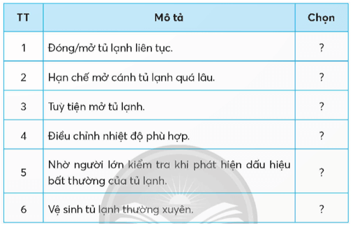 Công nghệ lớp 5 Chân trời sáng tạo Bài 6: Sử dụng tủ lạnh